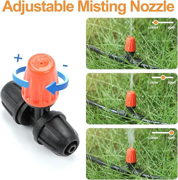 Three-Way Atomizing Nozzle for 1/4 inch Drip Irrigation Tubing, 30 Pcs Adjustable Micro Spray Irrigation Emitters with Anti-leak Lock Nut No Leak Barbed Emitter Fittings for Sprinkle System by GreenHaven Gardens