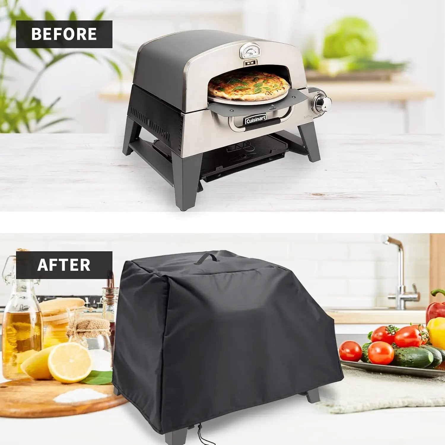 Kingling Pizza Oven Cover for Cuisinart CGC-403 3-in-1 Pizza Oven Grill, Waterproof Outdoor Grill Cover - 28''L x 21''W x 17.5''H by GreenHaven Gardens