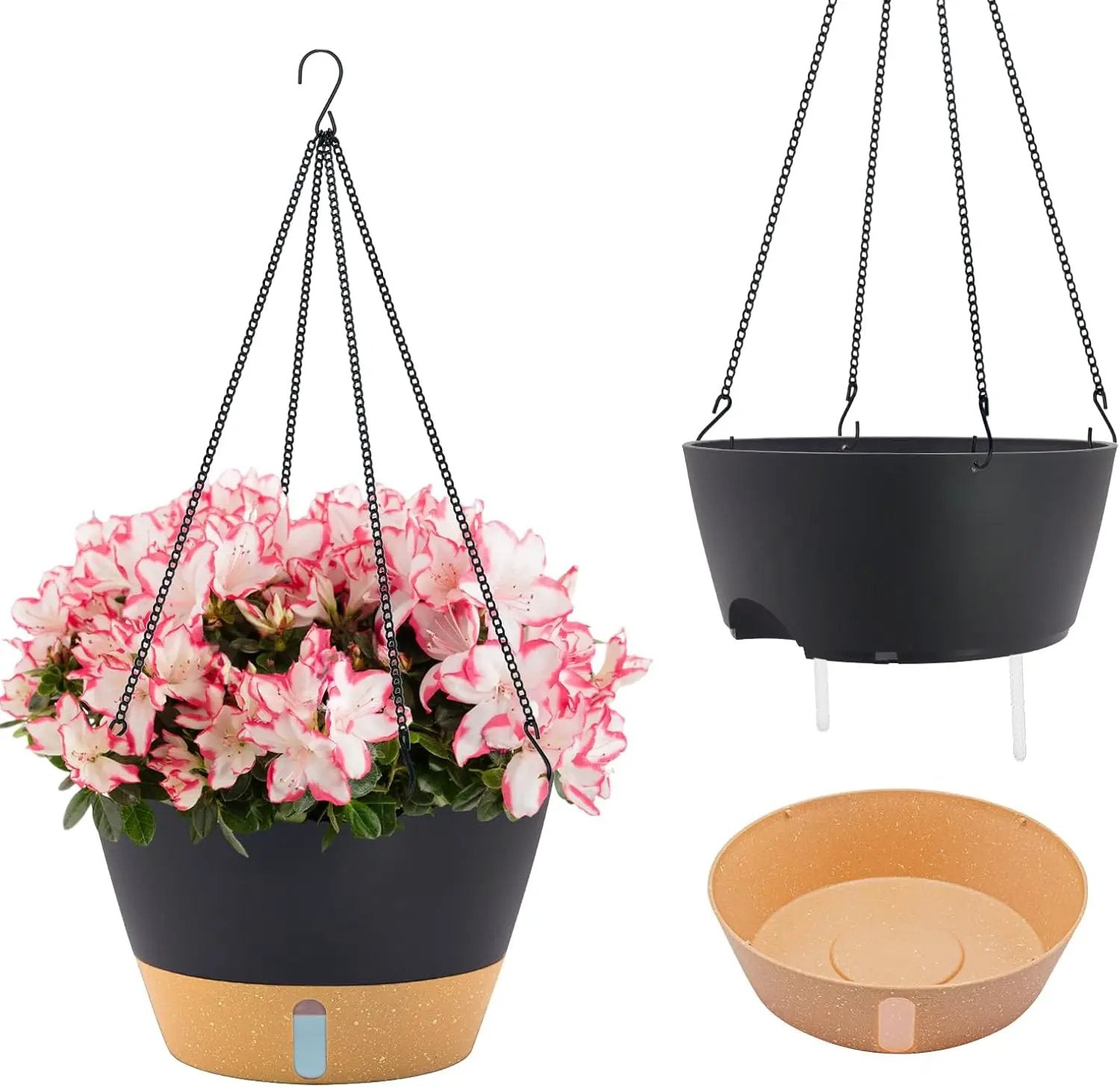 ZMTECH 12 Inch Hanging Planters for Indoor, 2 Pack Self Watering Plant Pot for Outdoor Garden Porch, Large Hanging Baskets with Visible Water Level and Chain(12Inch, Gray) by GreenHaven Gardens