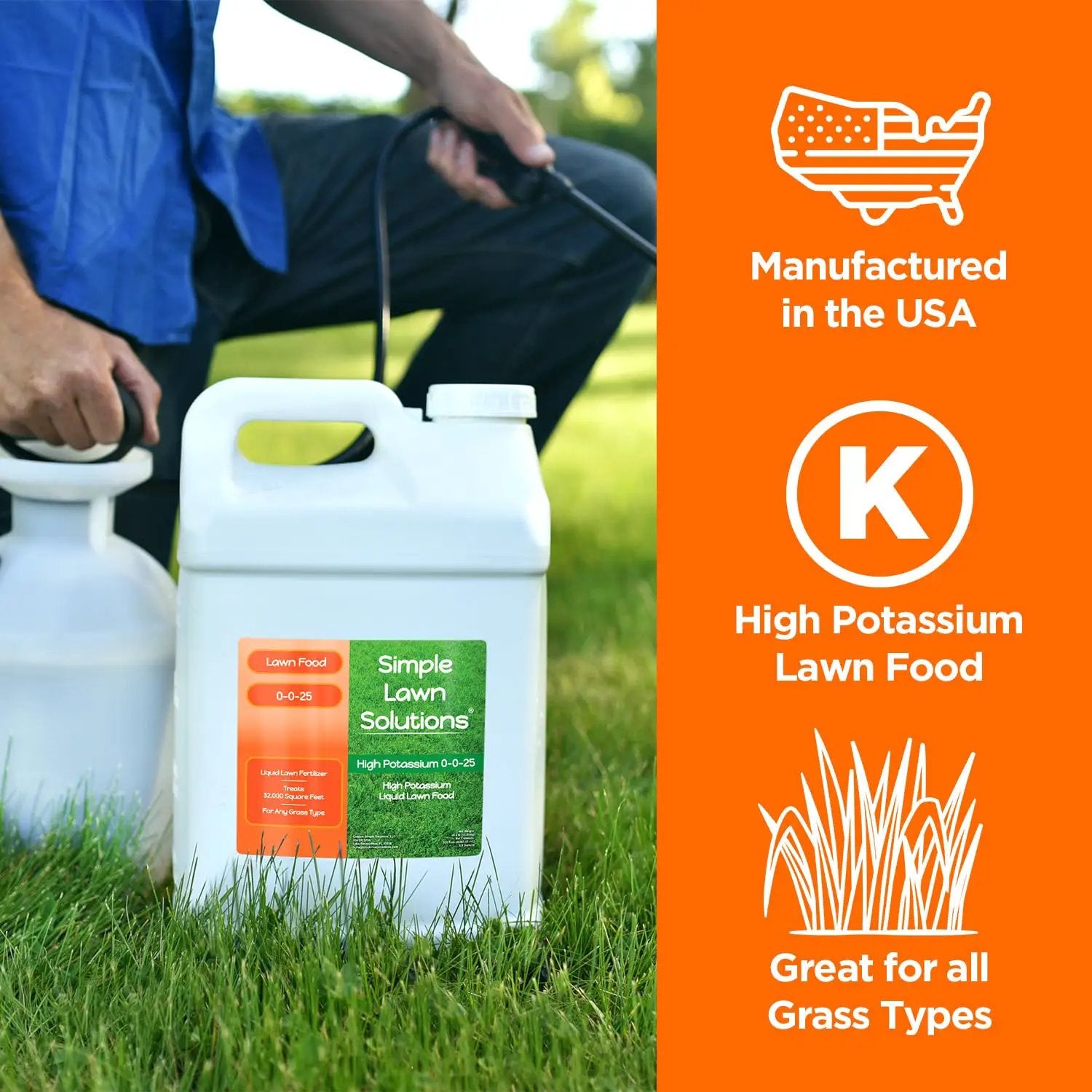 Simple Lawn Solutions - High Potassium Lawn Food Liquid Fertilizer 0-0-25 - Concentrated Spray - Turf Grass Vigor and Plant Hardiness - Summer and Fall - Any Grass Type (2.5 Gallon) by GreenHaven Gardens
