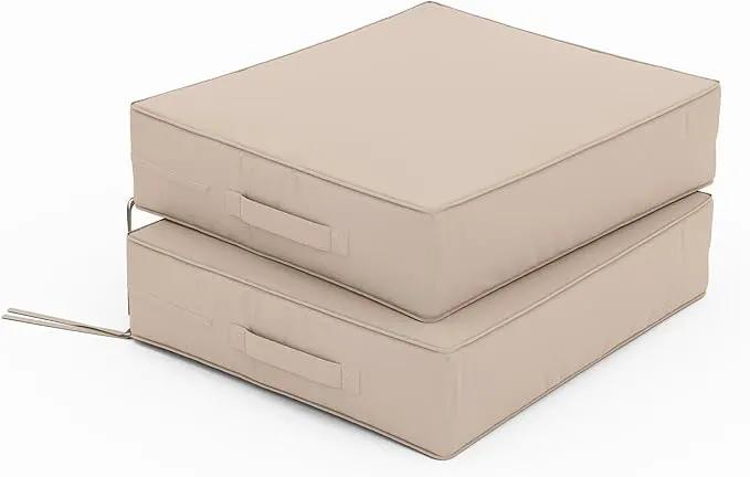 Patio Chair Cushions 18.5 X 16 X 4 Inch Waterproof Outdoor Seat Cushions for Patio Furniture, Outdoor Sofa Couch Pads with Ties & Handle, Set of 2, Sand by GreenHaven Gardens