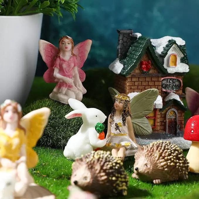 Roowest 16 Pcs Garden Accessories Miniatures Fairies Kit Resin Hedgehogs Cute Tiny Mushroom Miniature Figurines Mini Garden Lawn Yard Micro Landscape Ornaments for Home Decorations Outside by GreenHaven Gardens