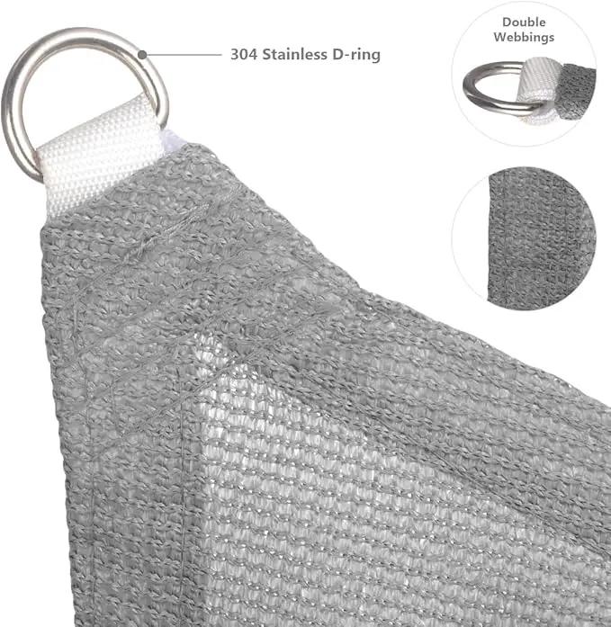 Eden's Decor Straight Flat-Edged Sun Shade Sail Rectangular 4' x 6' Grey UV-Blocking Outdoor Canopy Fabric Cloth Awning for Pergola Patio Garden Backyard Custom Size by GreenHaven Gardens