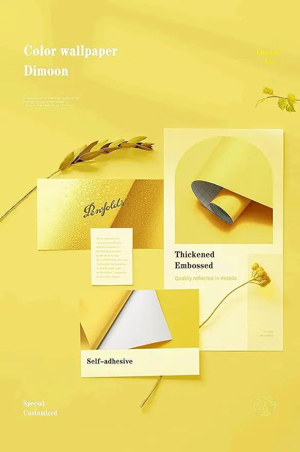 Dimoon 118''x17.7'' Yellow Peel and Stick Wallpaper Contact Paper Modern Self Adhesive Wall Paper Removable Renter Friendly Textured Solid Color Shelf Cabinet Vinyl Roll (118''x17.7'',Yellow) by GreenHaven Gardens