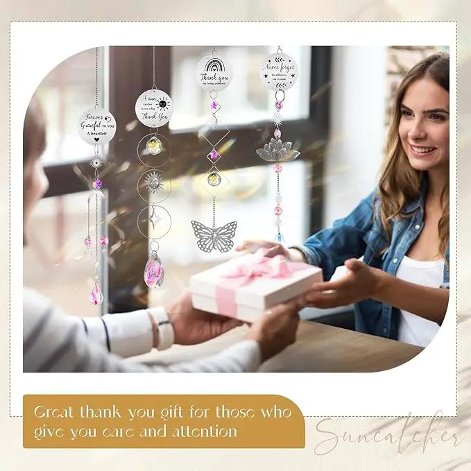 6 Pcs Thank You Gifts for Women Crystal Suncatcher Thank You with Engraved Message Hanging Sun Catcher Ornament for Windows Friend Teacher Coworkers Appreciation Christmas Gratitude Gift by GreenHaven Gardens