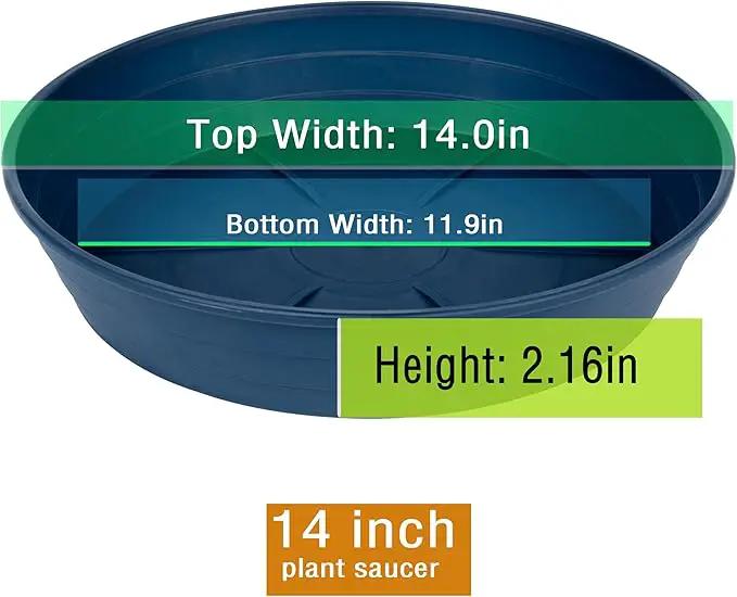 Plant Saucer 14 Inch 4 Pack 6 8 10 12 14 16 18 20 25, Plastic Plant Trays for Pots，Extra-Deep Plant Water Dray Tray, Bird Bath Bowl, Heavy Flower Plant Saucers Indoors and Outdoor No Holes by GreenHaven Gardens
