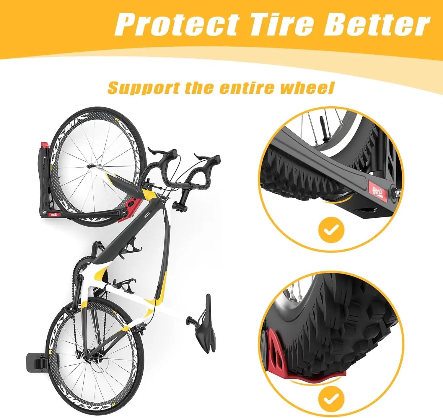 TORACK BIKEPAL Space Saving Wall Mounted Swivel Bike Racks, Vertical Bike Wall Hangers for Garage Storage Solution (2 Pack) by GreenHaven Gardens