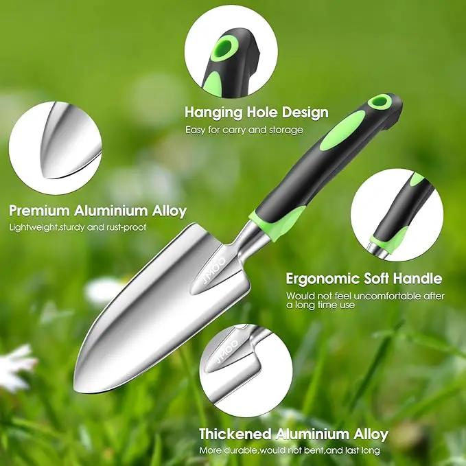 Garden Tools, 3-Piece Garden Tool Set with Non-Slip Ergonomic Handles, Lightweight Aluminum Alloy Rust-Proof Durable Gardening Hand Tools, Ideal Gardening Tools Gifts for Women and Men by GreenHaven Gardens