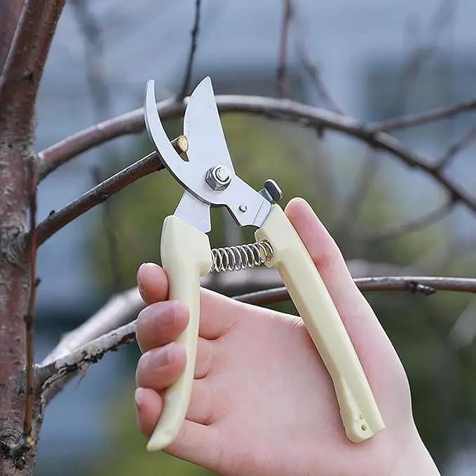 Garden Flower Shears Pruning Shears 6.9 inches Scissors Heavy Duty Plant Scissors for Cutting Flowers, Trimming Plants, Bonsai, Fruits Picking (White Handle) by GreenHaven Gardens