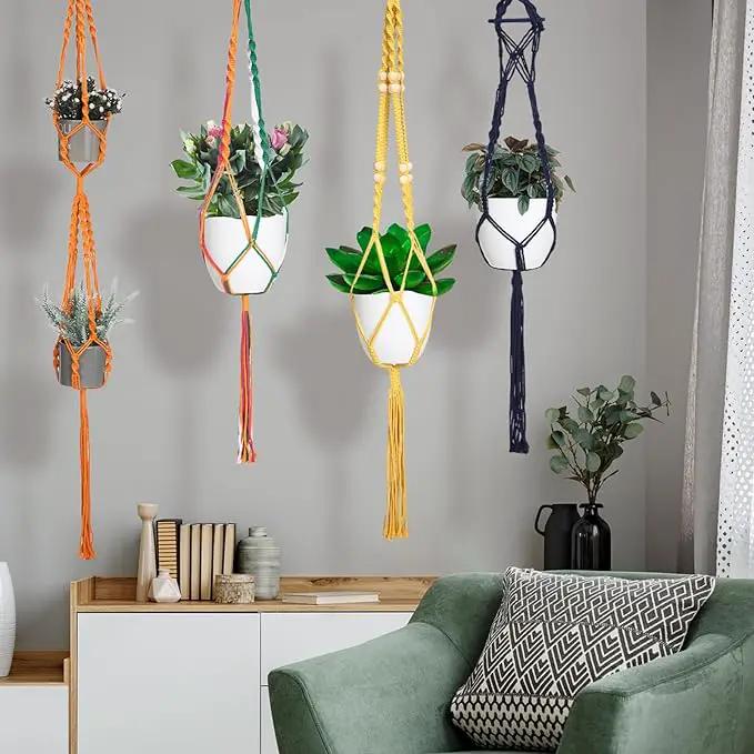 Hoteam 12 Pcs Macrame Plant Hangers Macrame Hanging Planters for Indoor Plants Handmade Boho Hanging Baskets Flower Pots Holder for Outdoor Home Wall Decor by GreenHaven Gardens