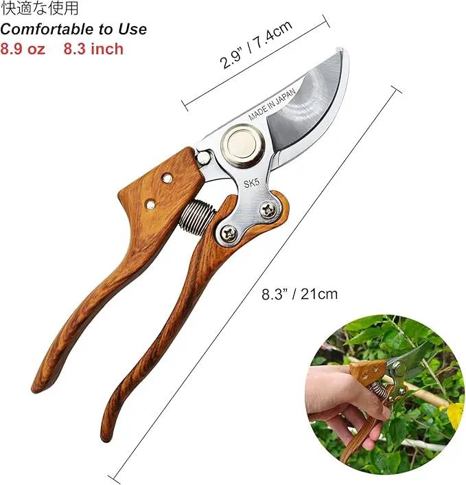 TONMA Bypass Pruning Shears [Made in Japan] 8 inches Professional Garden Shears, Japanese Secateurs Hand Pruner Hedge Clippers, Aluminum Alloy Handle by GreenHaven Gardens