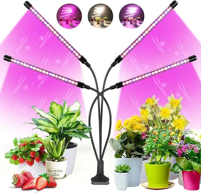 Wolezek Grow Lights for Indoor Plants, 80 LEDs 4 Heads Full Spectrum Red & Blue Plant Light with Clip, Grow Lamp with 6/12/16H Auto Timer, 3 Switch Modes for Seedlings and Succulents by GreenHaven Gardens