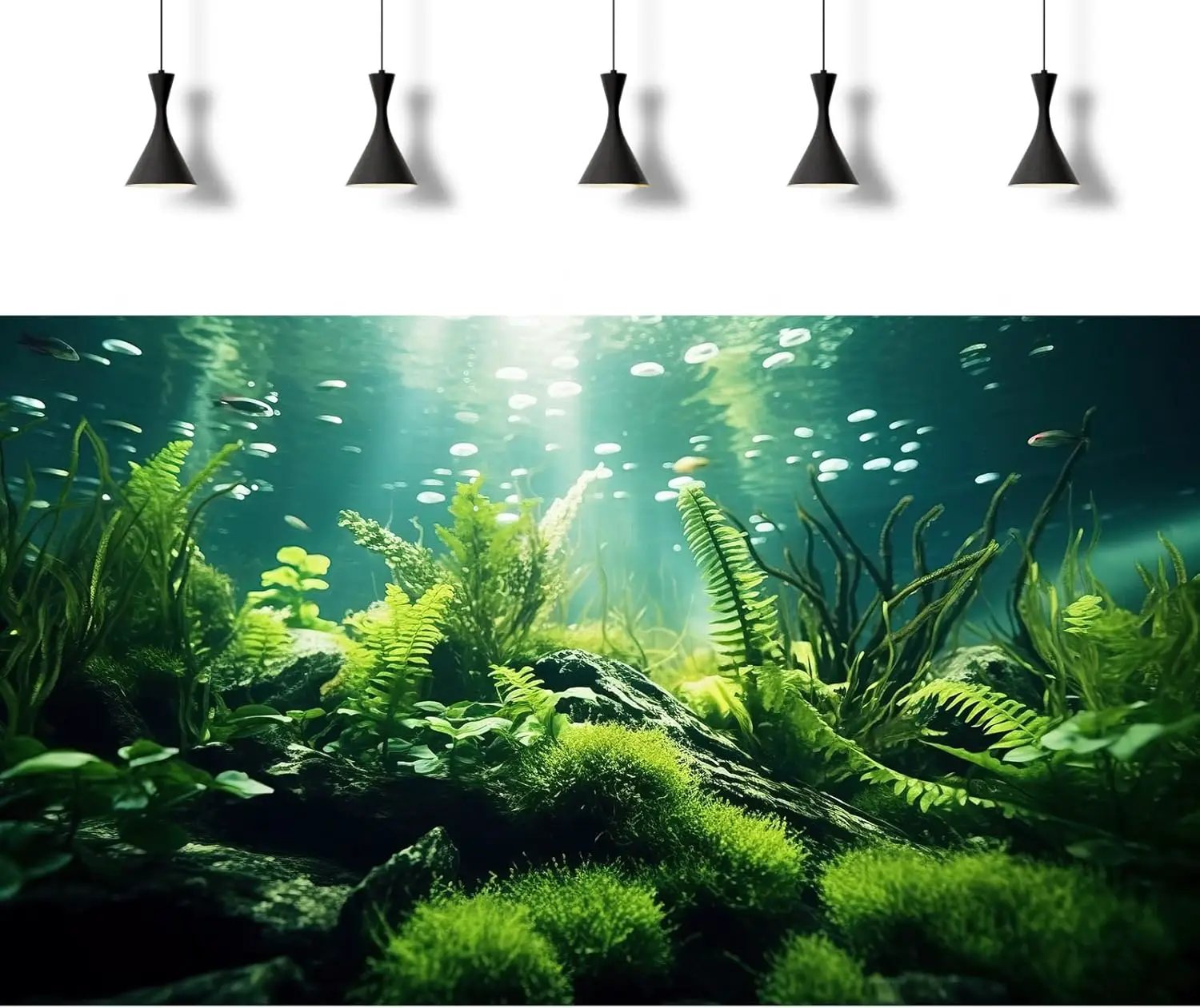 Underwater Fish Tank Background Under The Sea Aquatic Plants Aquarium Background Ocean Floor Rock Terrarium Backgrounds Tropical Fish Green Seaweeds Aquarium Backgrounds for Fish Tank Decor 36x20in by GreenHaven Gardens