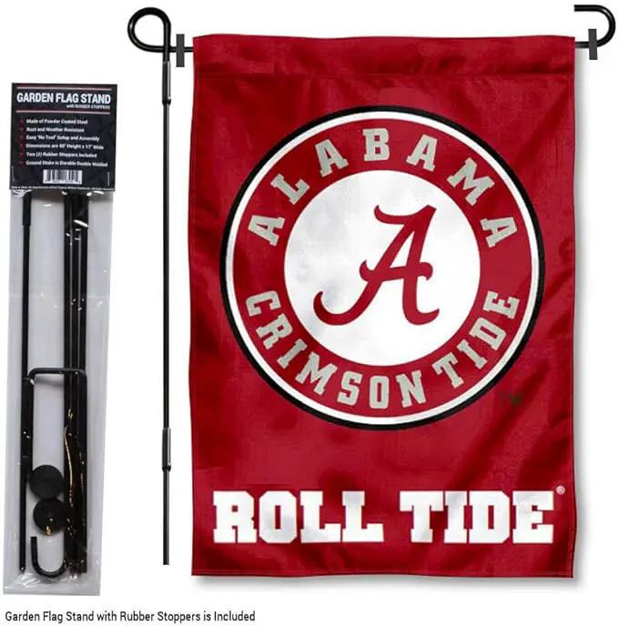 College Flags & Banners Co. Alabama Crimson Tide Garden Flag with Stand Holder by GreenHaven Gardens