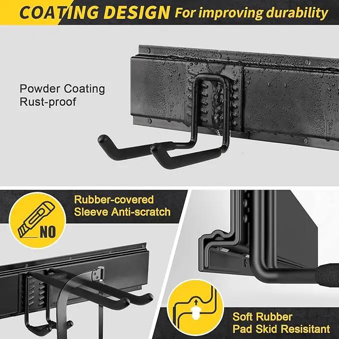 64 Inches Garage Storage, Garage Organization, Wall Mount Garden Tool Organizer, Max 620lbs Adjustable Metal Hooks, Yard Shed Rack, Tool Holder for Hanging Rake Broom Mop Snowboard, Home Gift by GreenHaven Gardens