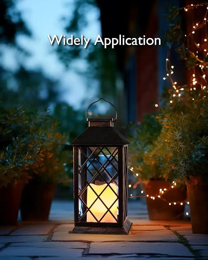 Homemory Solar Lanterns Outdoor Waterproof Hanging with Flickering Flameless Candles, 2 Pack 13'' Garden Outdoor Lantern Decorative for Patio Front Porch Backyard Balcony Cabin Outside(Antique Copper) by GreenHaven Gardens