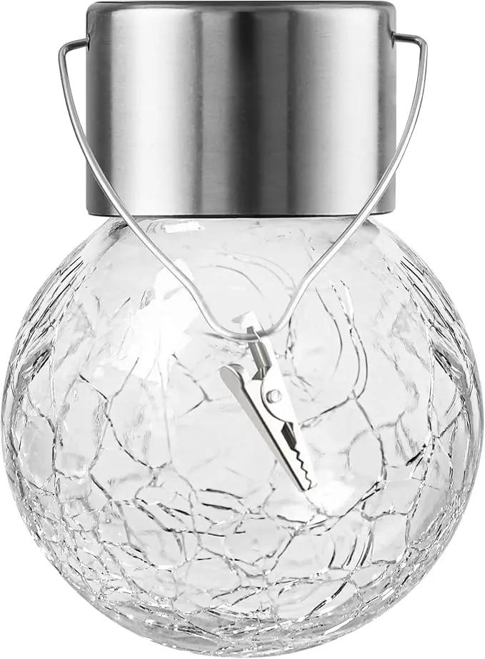 PARTPHONER 32 Pack Hanging Solar Lights Outdoor, Waterproof Solar Globe Lantern with Handle and Clip, Decorative Cracked Glass Ball Lights for Christmas Decor, Tree, Yard, Garden, Patio (Cold White) by GreenHaven Gardens