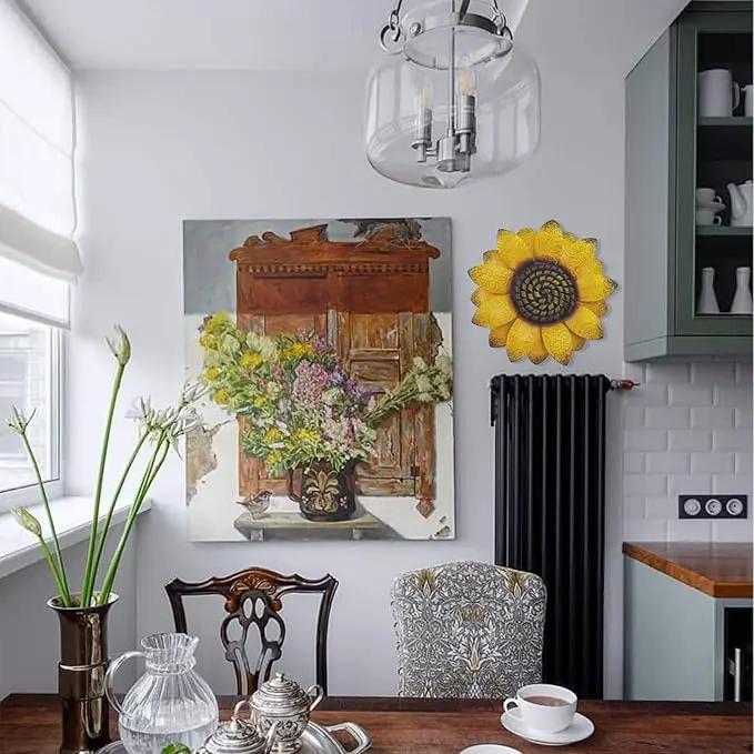 EASICUTI Sunflower Metal Flowers Wall Decor Metal Wall Art Decorations Hanging for Indoor Outdoor Home Bathroom Kitchen Dining Room Bedroom Living Room Or Wall Sculptures 12 Inch by GreenHaven Gardens