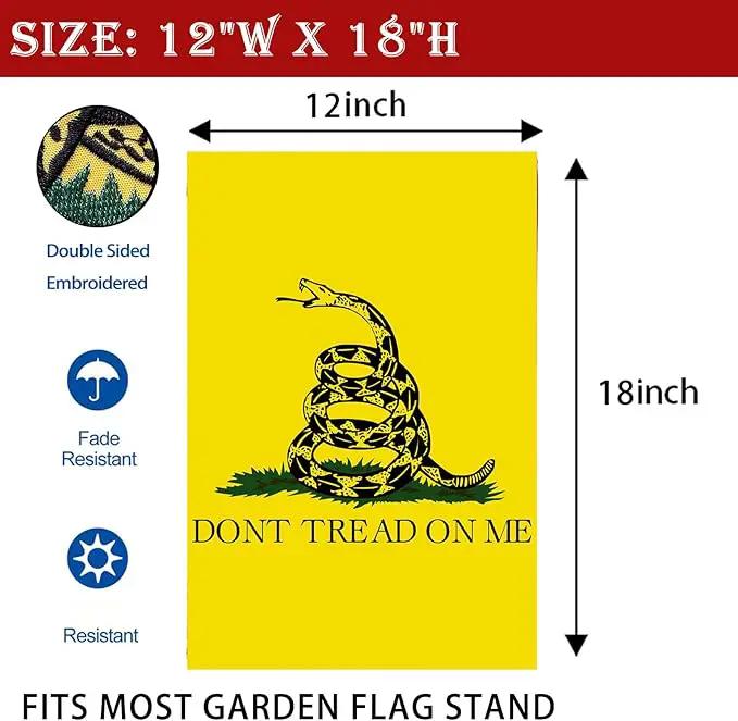 US Embroidered Dont Tread On Me Garden Flag Double Sided 12x18 Inch American Gadsden Yard Lawn Garden Flags Banner Heavy Duty Vivid Color by GreenHaven Gardens