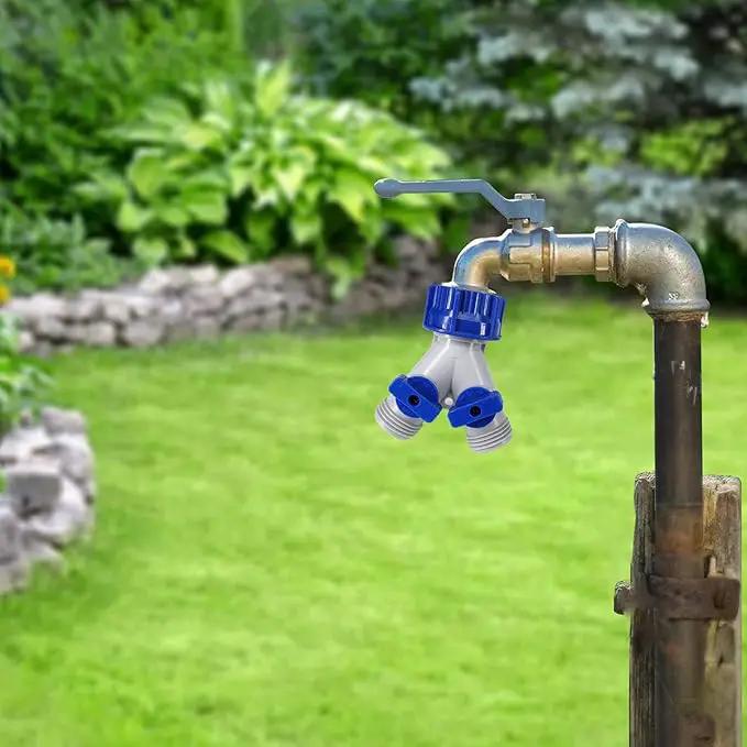 Garden Hose Splitter, 2Pcs 360° 3/4" Plastic Water Hose Splitter 2 Way, Garden Hose Connector with Faucet Watering Shut Off for Landscaping, Gardening, Flower Planting, Irrigation by GreenHaven Gardens