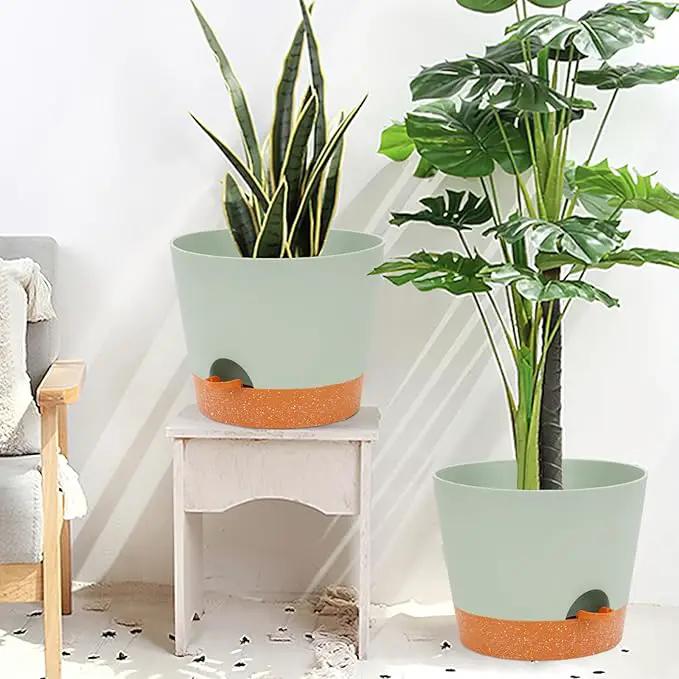 GARDIFE 12 inch Plant Pots, planters, Self Watering Pots, 2 Pack Large Plastic Flower pots with Deep Reservior and High Drainage Holes for Indoor Outdoor Plants and Flowers, Green by GreenHaven Gardens