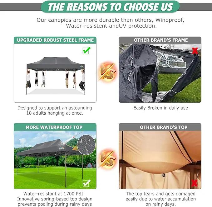 COBIZI 10x15 Pop Up Canopy Tent Heavy Duty with Sidewall, Commercial Outdoor Easy Pop Up Gazebo for Party Wedding All Weather Waterproof UV 50+ with Roller Bag(Leg Upgraded),Gray by GreenHaven Gardens