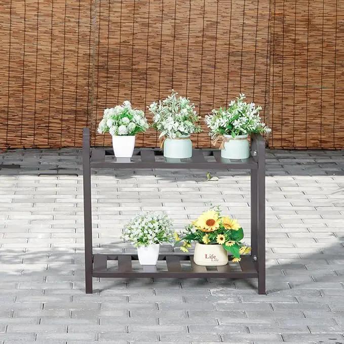 Versatile Indoor/Outdoor Plant Stand – High-Strength Aluminum with 300 LBS Load Capacity - Ideal Decor for Patios, Gardens, Living Rooms | L25.5 x W11.8 x H22 inches by GreenHaven Gardens