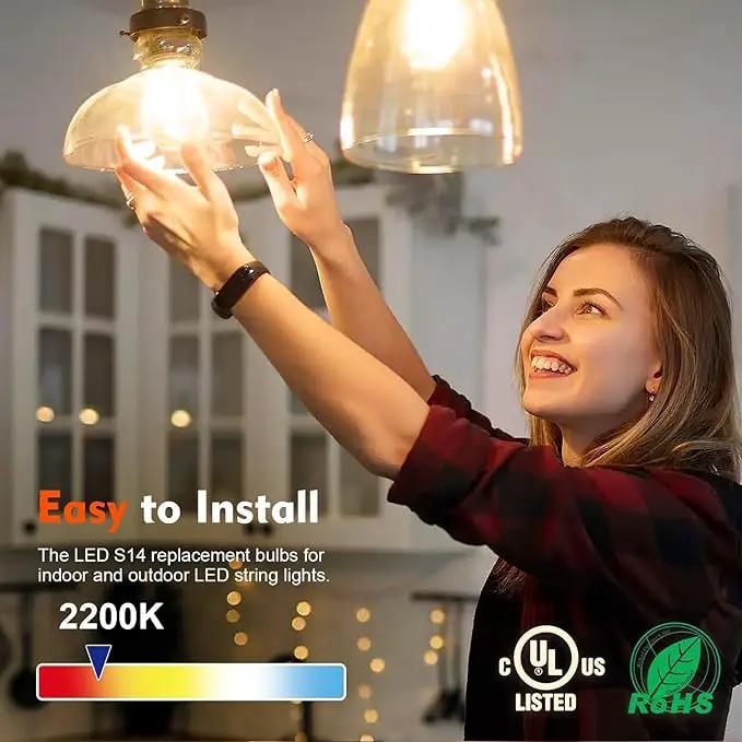 Shatterproof S14 LED Replacement Bulbs for Outdoor String Lights, 15 Pack 1W Equivalent to 11W Incandescent Bulb, Soft White 2200K, Dimmable, E26 Regular Base by GreenHaven Gardens