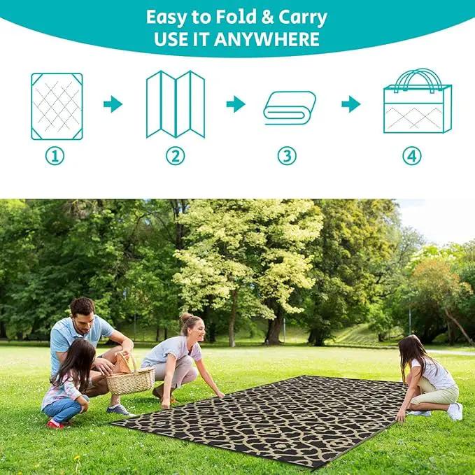 HEBE Outdoor Rug Waterproof 8x10, Reversible Plastic Straw Rug RV Camping Rug, Indoor Outdoor Patio Mat Clearance, Outside Carpet for Porch,Deck,Camper,Balcony,Backyard,Picnic by GreenHaven Gardens