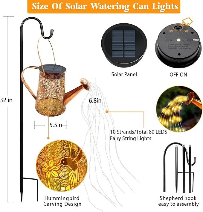 Solar Watering Can Lights, Hummingbird Gifts for Women Mom Grandma Birthday, Waterproof Outdoor Garden Decor Large Hanging Solar Lanterns Garden Lights for Patio Porch Yard Flowerbed Pathway by GreenHaven Gardens