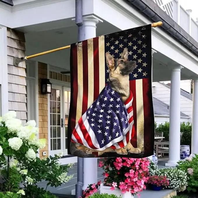 FLAGWIX German Shepherd Flag - Outdoor Decorations, 29.5" x 39.5" House Flag for Porch, Patio, Wall Decor, Heavy-Duty Canvas Garden Home Decor Double Sided by GreenHaven Gardens