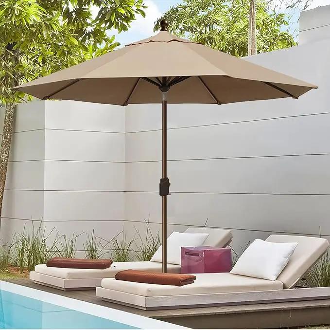 EliteShade USA 10-Year-Non-Fading 10Ft Market Umbrella Patio Umbrella Outdoor Table Umbrella with Ventilation, Heather Beige by GreenHaven Gardens