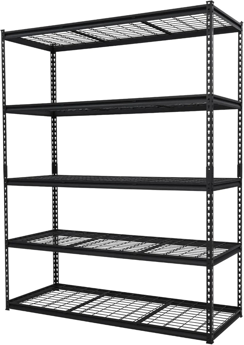 2500 LBS Storage Shelves, 5 Tier Garage Shelving, Heavy Duty, Adjustable Metal Shelving Unit, Industrial Utility Shelf Rack for Garage, Basement, Pantry, 72" H x 48" W x 18" D, Black by GreenHaven Gardens