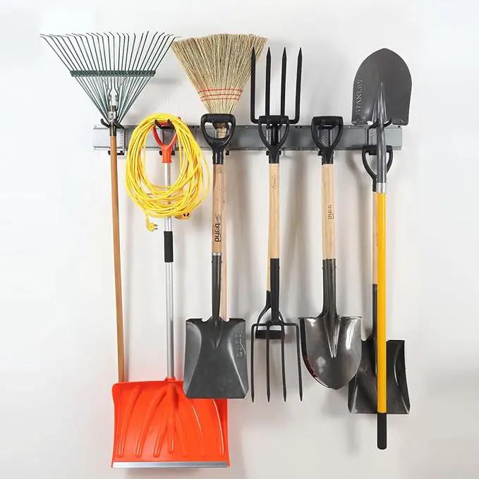 Wall Mount Tool Storage Rack, Heavy Duty Garage Organizer, Garden Hooks and Hangers, Hold Up to 350lbs Grey AK806 by GreenHaven Gardens