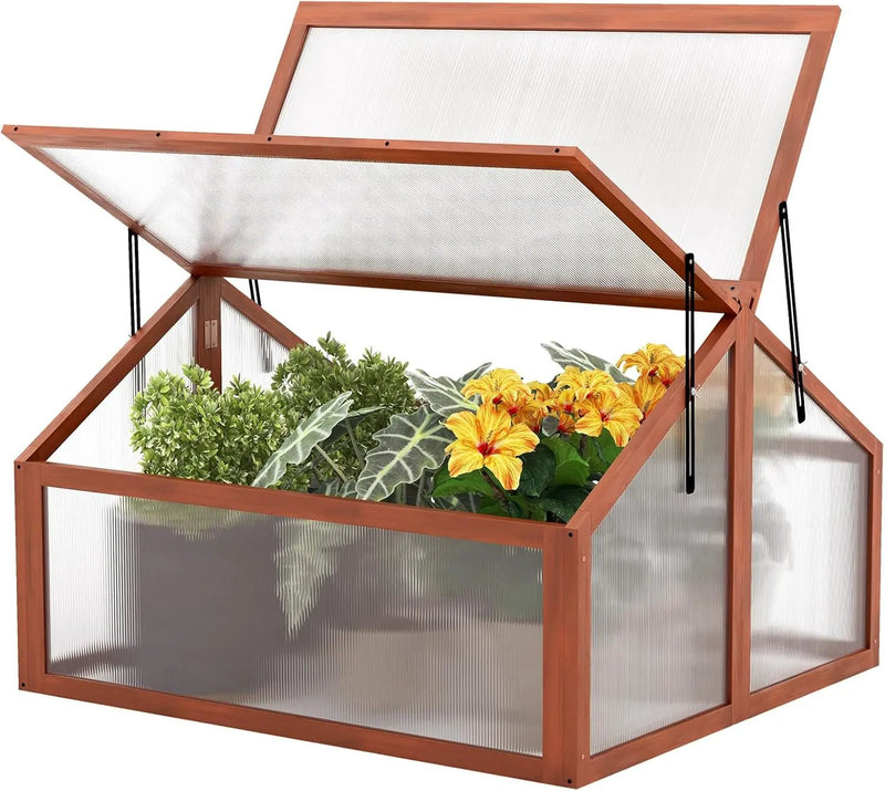 Giantex Garden Portable Wooden Cold Frame Greenhouse Raised Flower Planter Protection (35.4"X31.3"X23.0") by GreenHaven Gardens
