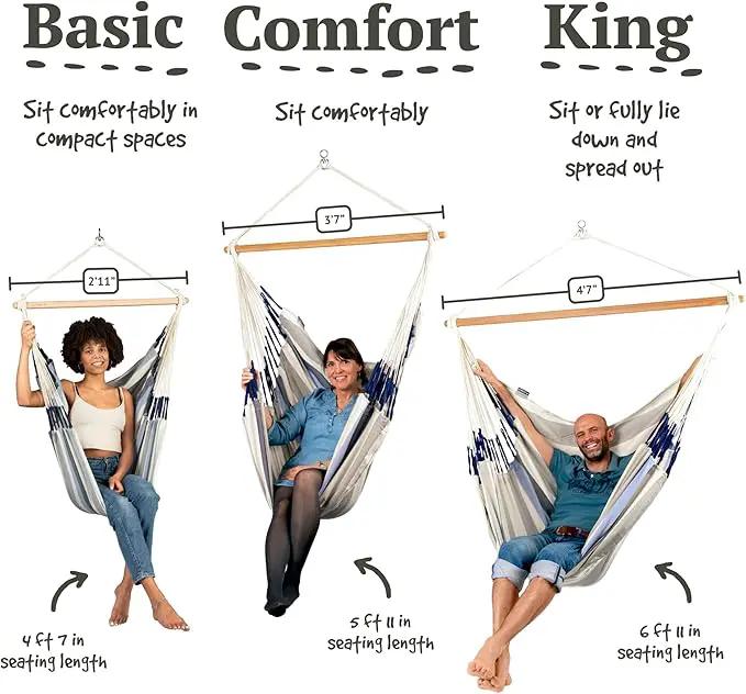 LA SIESTA® - Medium Basic Domingo Hammock Swing Chair & CasaMount - Weather & Tear Resistant Hanging Chair - Outdoor Indoor Hammock Chair w/Suspension Kit for Walls Ceilings Square Beams - Sea Salt by GreenHaven Gardens