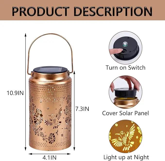 4 Pack Hummingbird Solar Lanterns Outdoor Waterproof, Metal Hanging Lights Decorations for Garden Yard Lawn Patio, Hummingbird Gifts for Women Mom Grandma Sister for Mother'Day Christmas by GreenHaven Gardens
