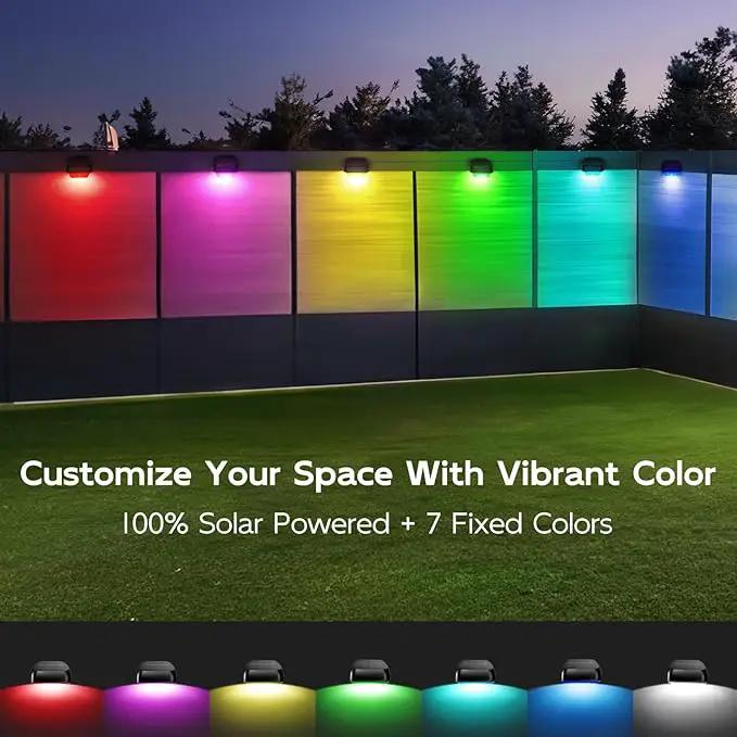 Solar Step Lights Outdoor Waterproof, 4 Pack RGB & 7 RGB Outdoor Solar Lights for Fence with 2 Lighting Modes, Solar Powered Deck Lights for Step Stairs Garden Yard by GreenHaven Gardens