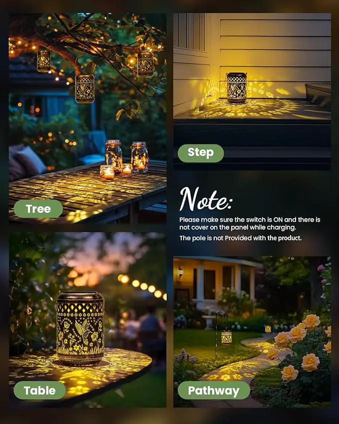 Solar Lanterns Outdoor Hanging Waterproof,2Pack Hummingbird Garden Decor Gifts for Women Mom, Solar Lights Metal Fall Decoration Outside for Yard, Patio,Garden,Backyard,Porch by GreenHaven Gardens