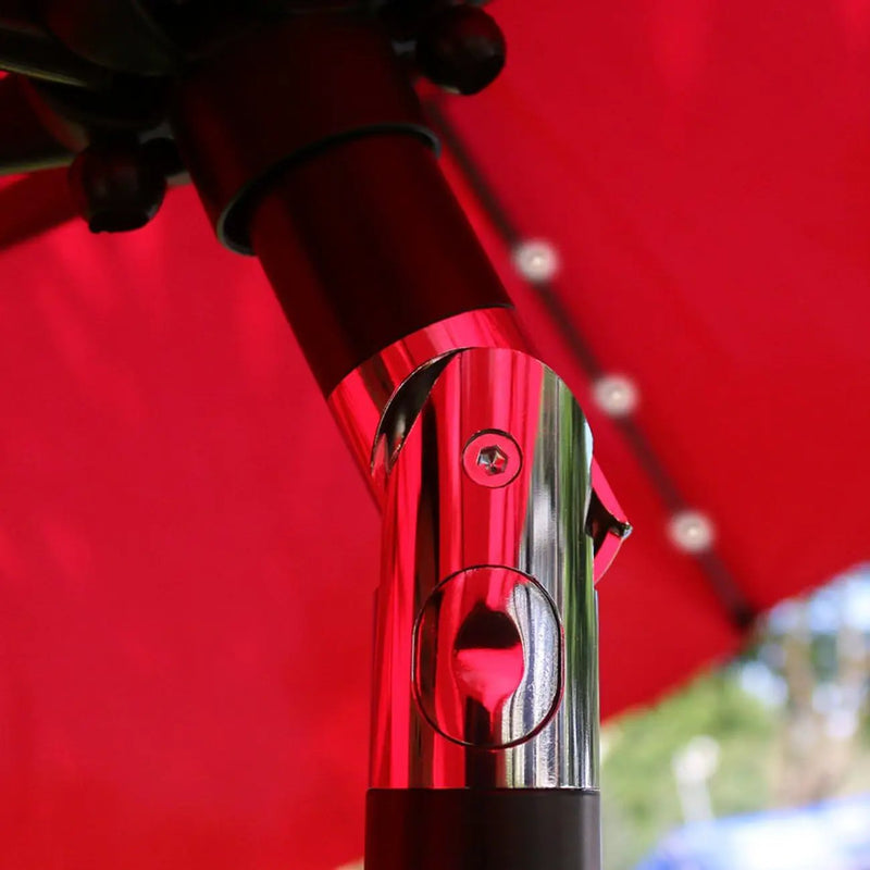 Sunnyglade 9' Solar LED Lighted Patio Umbrella with 8 Ribs/Tilt Adjustment and Crank Lift System (Red) by GreenHaven Gardens