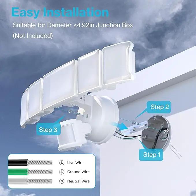 Olafus 100W Motion Sensor Outdoor Lights, 10000LM 6500K Daylight Flood Lights Outdoor Motion Sensor, Dusk to Dawn Outdoor Lighting, IP65 Waterproof Motion Detector Lights for Outside, White by GreenHaven Gardens