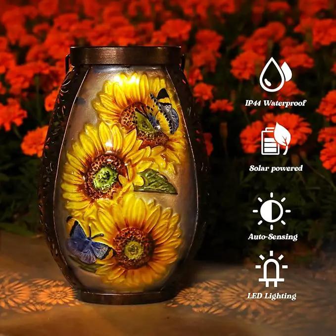 MUMTOP Solar Lanterns Outdoor Waterproof Sunflower Solar Powered LED Lights Hanging Solar Lantern Metal Decorative for Patio Table Garden Outside Yard Backyard by GreenHaven Gardens