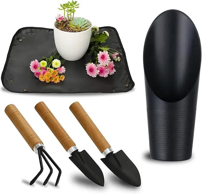 5Pcs Succulent Tools, Mini Garden Tools,Plant Potting Mat as Plant Accessories,Succulent Gardending Hand Tools Kit for Seedling Soil,Caring Succulent,etc,Gifts for Woman’s Gardening work(No Flowerpot) by GreenHaven Gardens