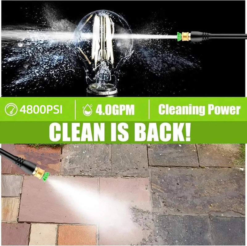 4800 PSI Pressure Cleaner- 4.0 GPM High Power Cleaner with 33FT Hose Reel, 4 Spray Tips and Soap Bottle for Car Washing, Fence Cleaning, Patio Maintenance（Upgraded） (Green) by GreenHaven Gardens