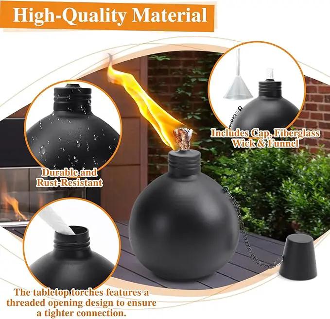 4 Pack Citronella Tabletop Torches, 25 oz Table Top Torches for Outdoor, Metal Oil Burner Candles, Garden Torches with Fiberglass Wick for Yard, Patio, Deck, Garden, Party, Landscape. by GreenHaven Gardens