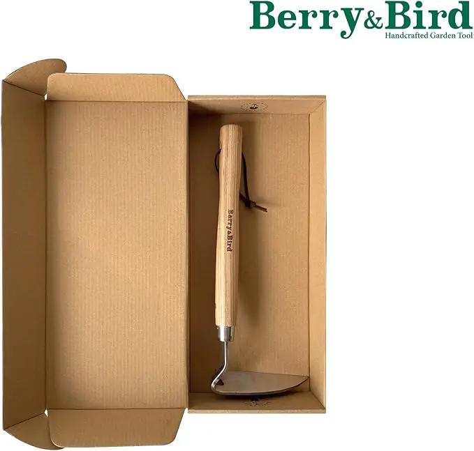 Berry&Bird Japanese Weeder-Scraper-Hoe, 12.67-Inch Gardening Sickle Hoe, Stainless Steel Bent Angle Weeding Sickle, Weeder Hoe with Ergonomic Ash Wood Handle for Weeding, Soil loosening, Digging by GreenHaven Gardens
