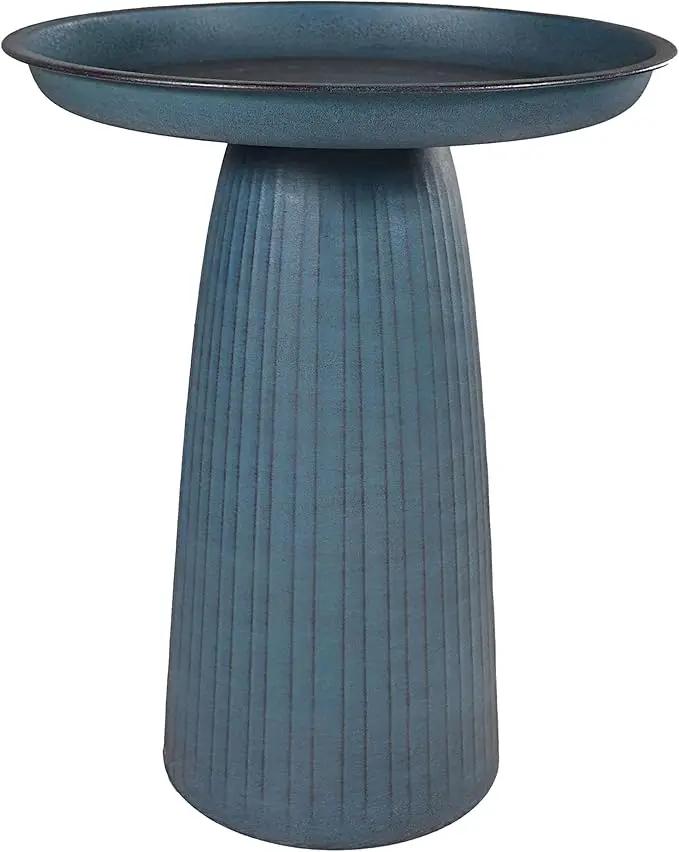 Sunnydaze Gleeful Garden Metal Bird Bath for Outdoors - Large Decorative Iron Birdbath - 23-Inch - Matte Blue by GreenHaven Gardens