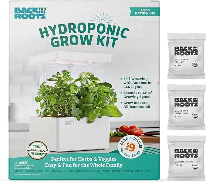 Back to the Roots Hydroponic Grow Kit, Indoor Garden with Light (Matte White), Organic Seeds Included, Gardening Gift, Everything Included by GreenHaven Gardens