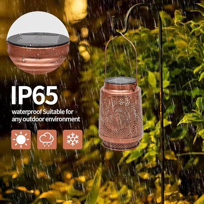 2 Pack Outdoor Hanging Solar Lanterns, LED Waterproof Lights Metal Decoration, Portable Lanterns for Garden Patio Yard Courtyard Backyard, Spiral Birthday Gifts for Women Men Halloween Christmas by GreenHaven Gardens