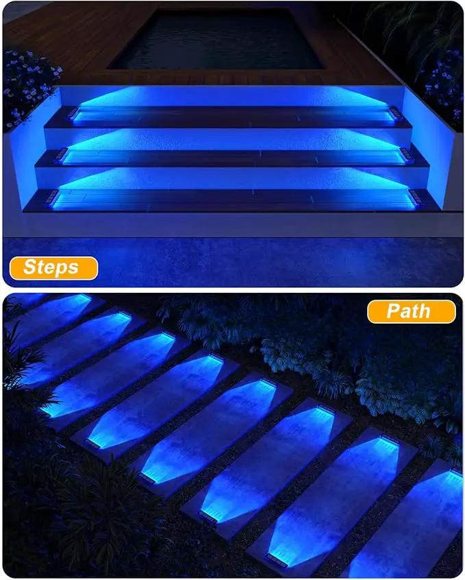 Blue Solar Lights for Outside,8 Pack Solar Deck Lights Outdoor Waterproof LED,Blue Step Light for Outside,Dock Light Solar Powered Waterproof for Deck,Steps,Dock,Driveway,Stair,Path by GreenHaven Gardens